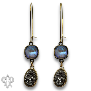 Shimmering druzy style stone drop earring with crystals from Swarovski®