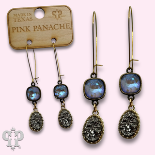 Shimmering druzy style stone drop earring with crystals from Swarovski®