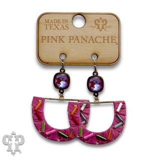 Multi-color bead fan earring with crystals from Swarovski®- last call