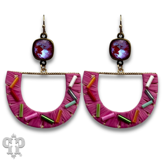 Multi-color bead fan earring with crystals from Swarovski®- last call