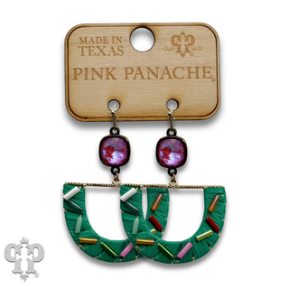 Multi-color bead fan earring with crystals from Swarovski®- last call