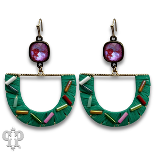 Multi-color bead fan earring with crystals from Swarovski®- last call