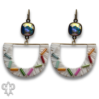 Multi-color bead fan earring with crystals from Swarovski®- last call