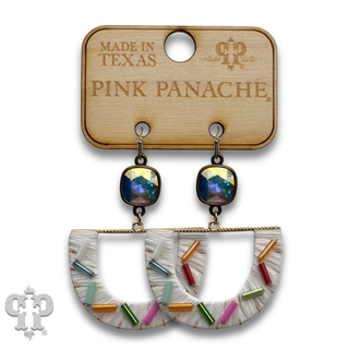 Multi-color bead fan earring with crystals from Swarovski®- last call