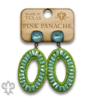 Bead and raffia oval earringwith crystals from Swarovski®