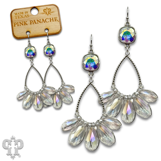 Iridescent finish crystal teardrop earring, Austrian crystal