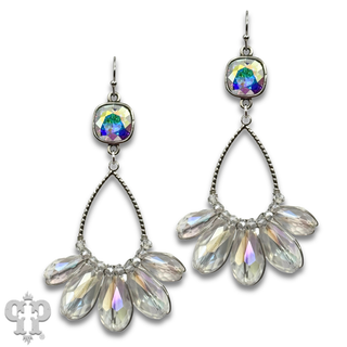 Iridescent finish crystal teardrop earring, Austrian crystal