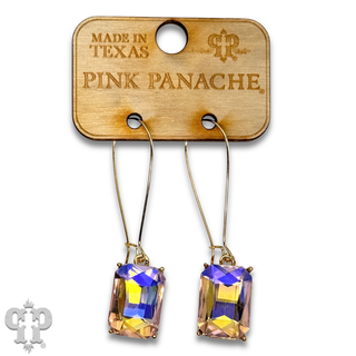 Rectangle rhinestone on kidney wire earring