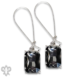 Rectangle rhinestone on kidney wire earring