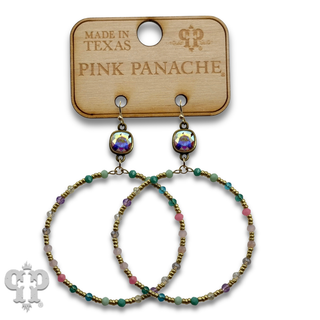 Colorful and gold bead circle earring with crystals from Swarovski® - LC