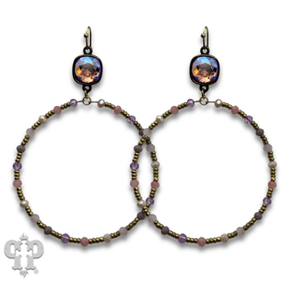Colorful and gold bead circle earring with crystals from Swarovski® - LC