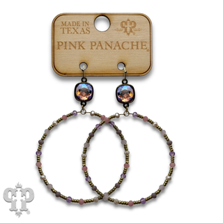 Colorful and gold bead circle earring with crystals from Swarovski® - LC