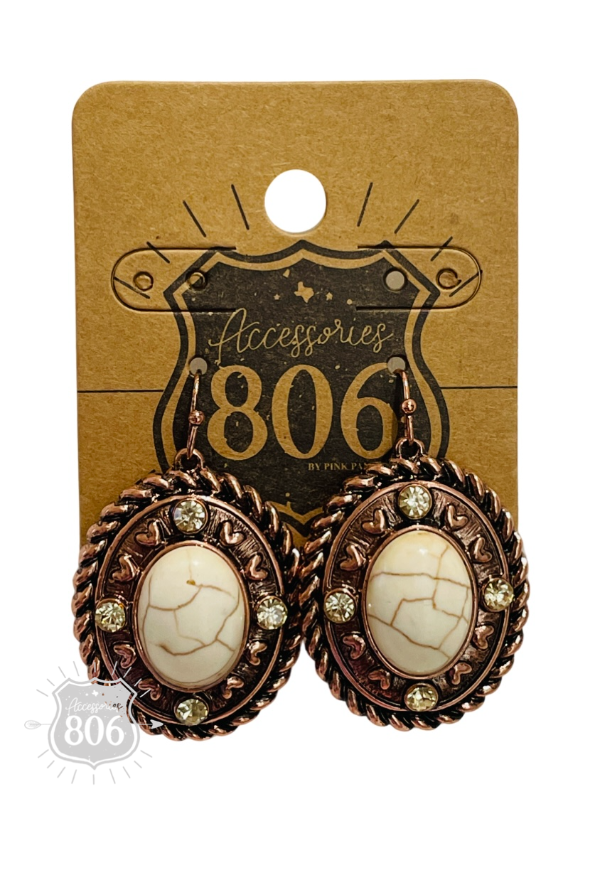 Western rope edge oval earring