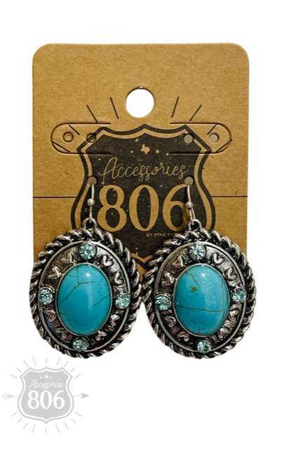 Western rope edge oval earring