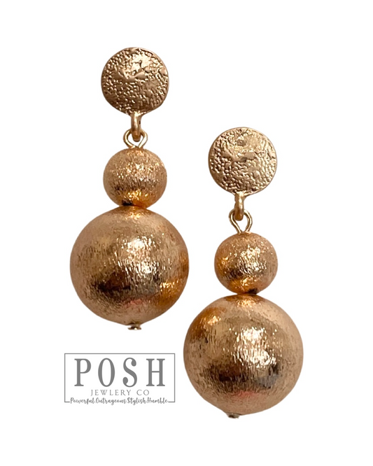 Double textured bead post earring