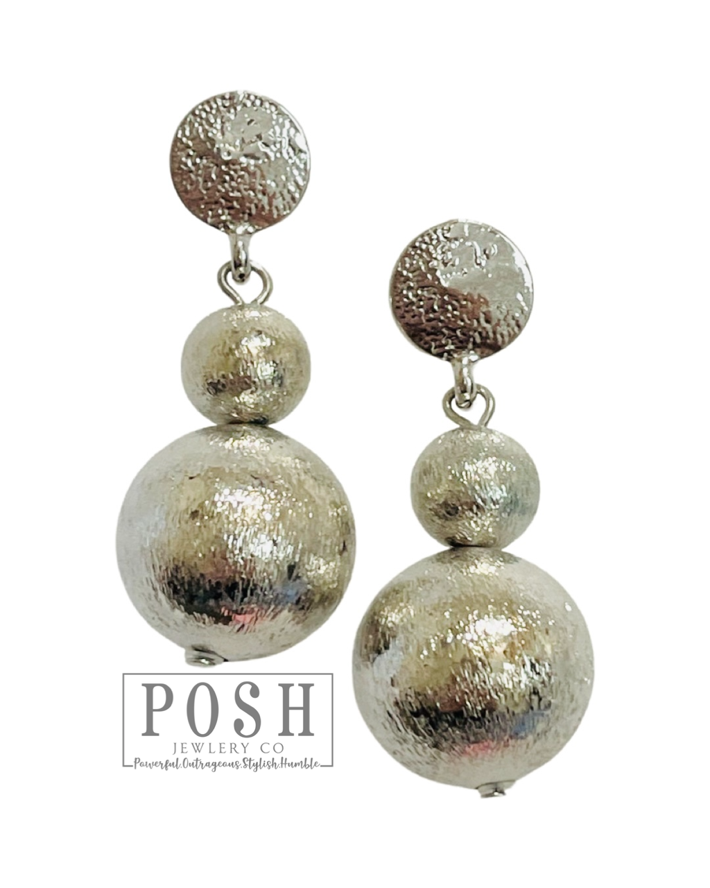 Double textured bead post earring