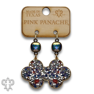 Crushed glitter clover earring with Austrian crystal - LC