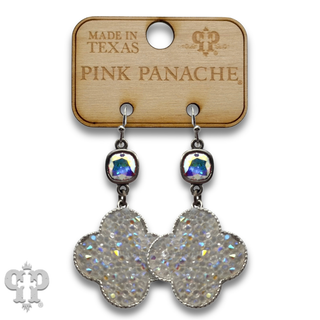 Crushed glitter clover earring with Austrian crystal - LC