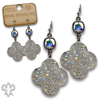 Crushed glitter clover earring with Austrian crystal - LC