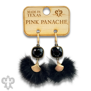 Fuzzy pom-pom earring with Austrian crystal