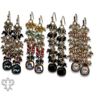 Bead cluster waterfall earring with crystals from Swarovski®