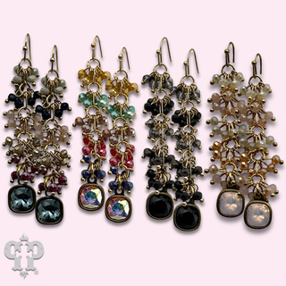 Bead cluster waterfall earring with crystals from Swarovski®