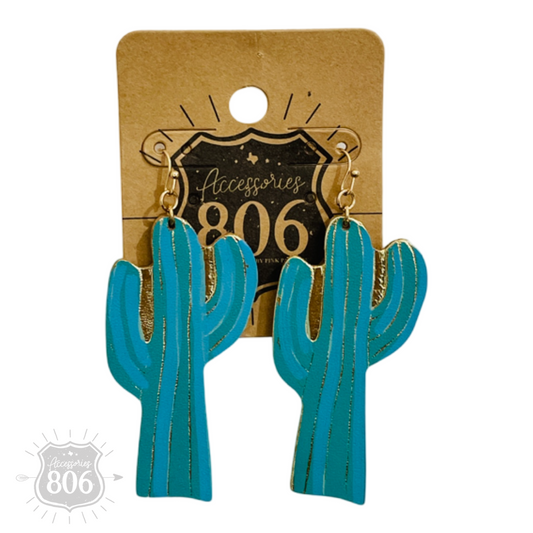 Painted saguaro cactus earring