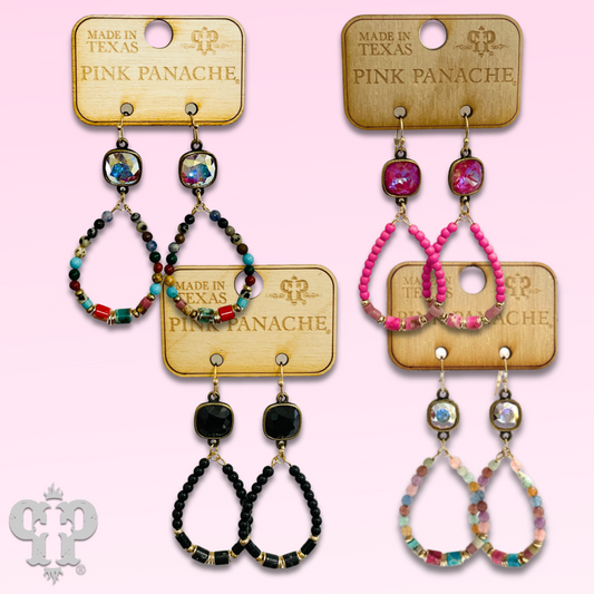 Beaded petite teardrop earring with Austrian crystal