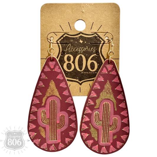 Saguaro cactus teardrop earring