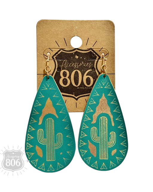 Saguaro cactus teardrop earring