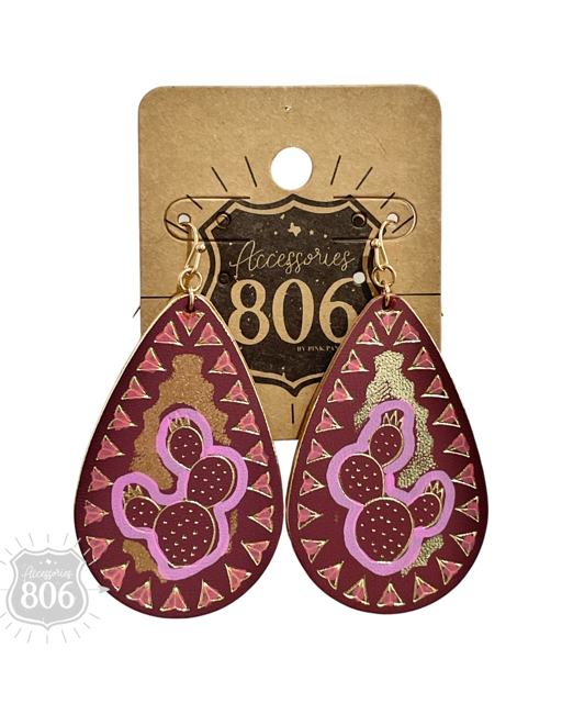 Prickly pear teardrop earring