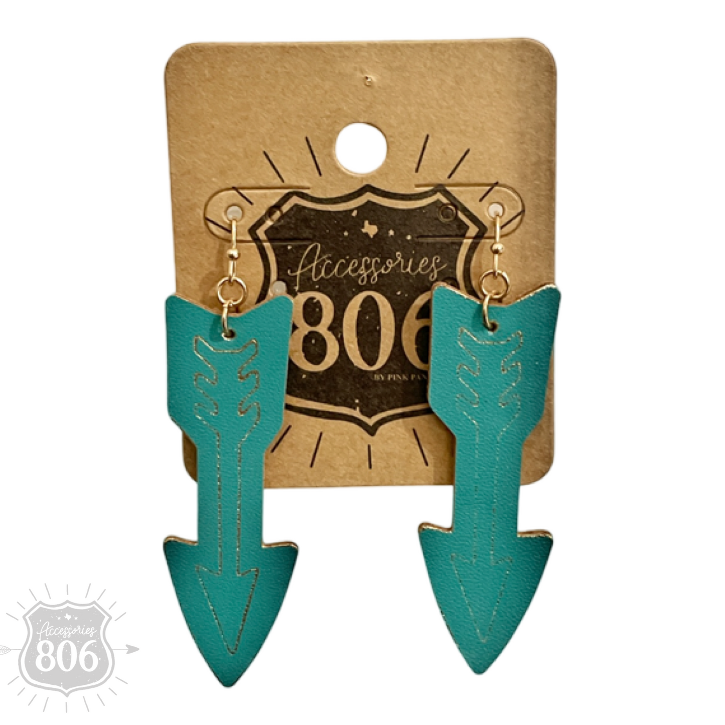 Embossed leather arrow earring