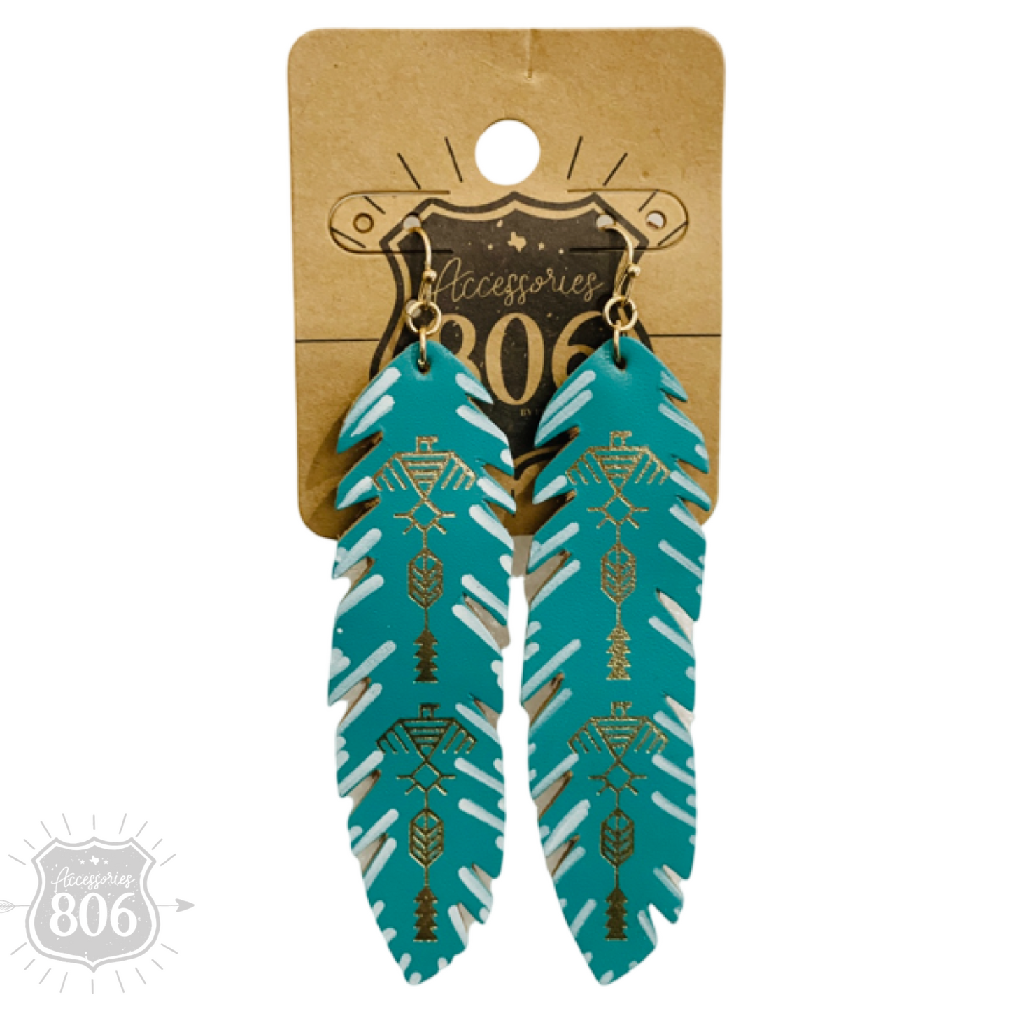 Painted leather feather earring