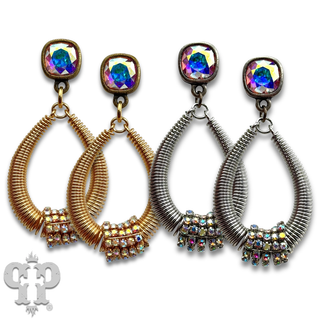 Coil design teardrop earring with Austrian crystal