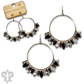Baguette rhinestone circle earring
