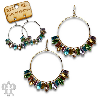 Baguette rhinestone circle earring
