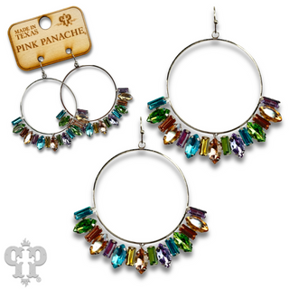 Baguette rhinestone circle earring