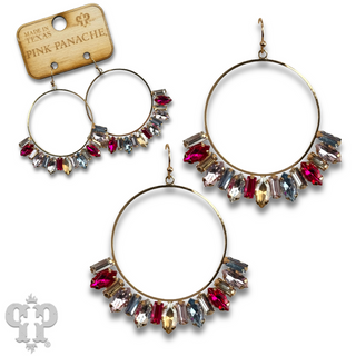 Baguette rhinestone circle earring