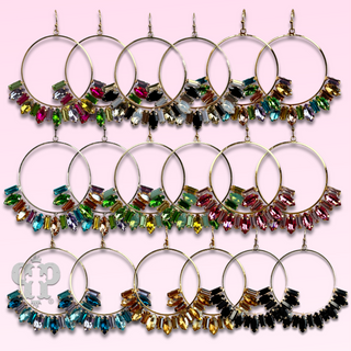 Baguette rhinestone circle earring