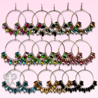 Baguette rhinestone circle earring