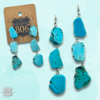 Triple turquoise nugget earrings