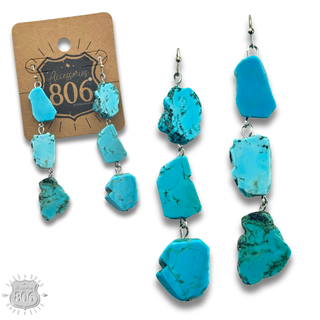 Triple turquoise nugget earrings
