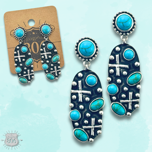 Aged look oval earring