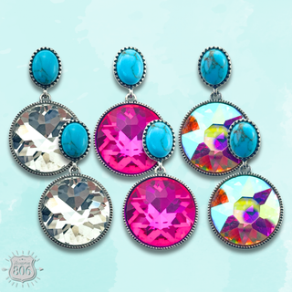 Round rhinestone post earring