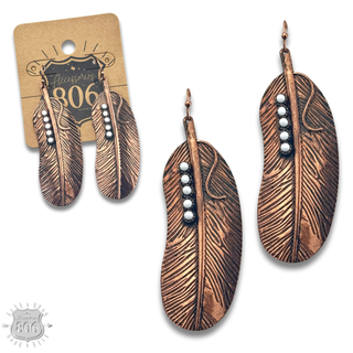 Stone studded feather earring