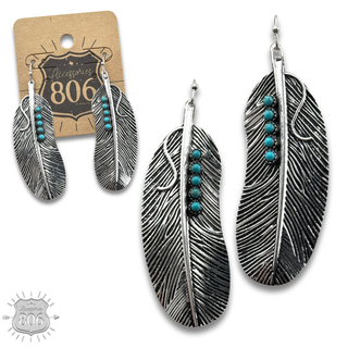 Stone studded feather earring
