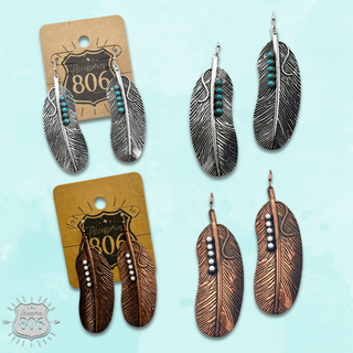 Stone studded feather earring