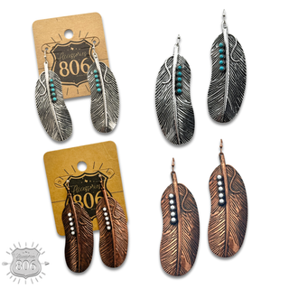 Stone studded feather earring
