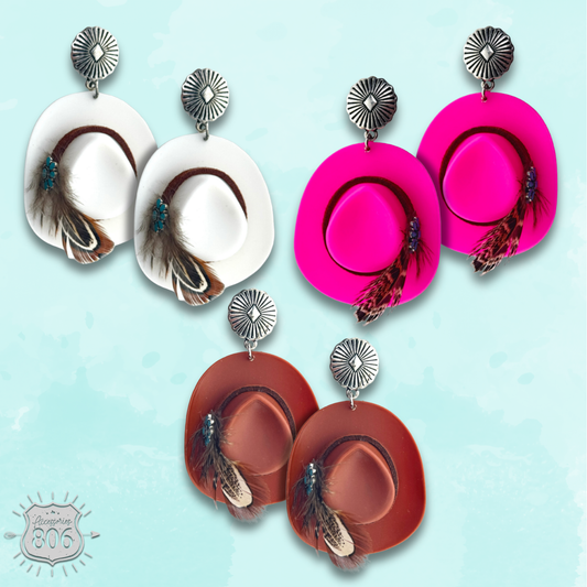 Acrylic cowboy hat earring