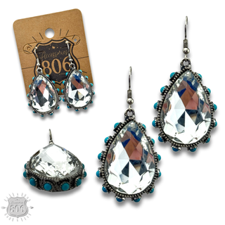 Rhinestone bead studded teardrop earring